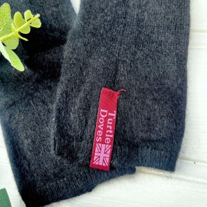 Cashmere Fingerless Gloves - Black